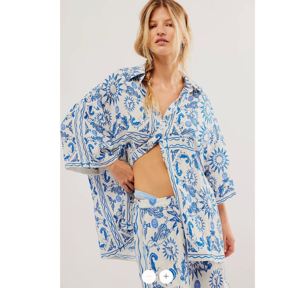 NWT Kinga Csilla x Free People Oracle Lae Oversized Button Down Shirt.